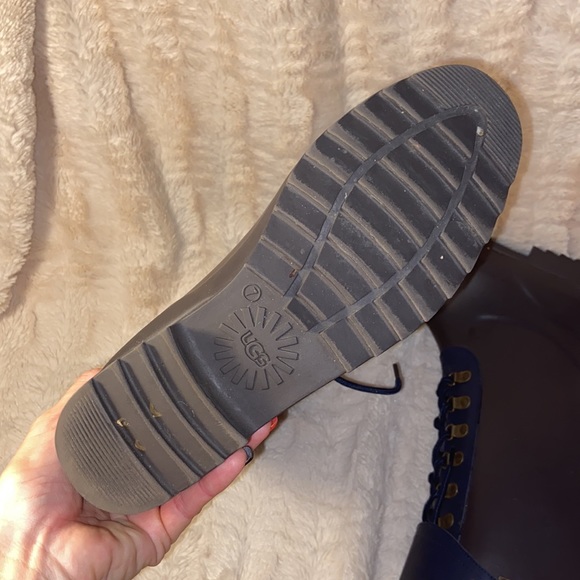 EUC UGG Madelynn gray/blue rubber and leather tall rain boots - Picture 6 of 16